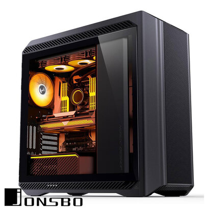 Jonsbo JONSBO D500 BLACK E-ATX/ATX Full tower Computer Case, 10 Hard Disk Bit Expansion, Support 40 Series Long GPU/420 AIO, Al Alloy Shell in Fine Sandblasting,PSU Warehouse ( UP/DOWN) Interchangeable,Black