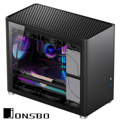 Jonsbo JONSBO D30 BLACK Mini Micro ATX Computer Case, Aluminum/Steel/Tempered Glass-1 Side, Simple High Compatibility MATX Case, Support 240 Water & 168mm Air Cooling, 355mm GPU Support,Interchangeable Side