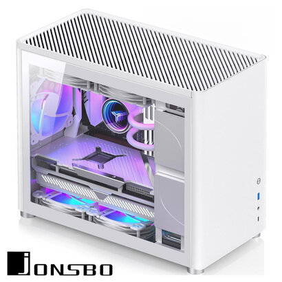 Jonsbo JONSBO D30 WHITE Mini Micro ATX Tower Computer Case, Aluminum/Steel/Tempered Glass-1 Side, Simple High Compatibility MATX Case, Support 240 Water & 168mm Air Cooling, 355mm GPU ,Interchangeable Side
