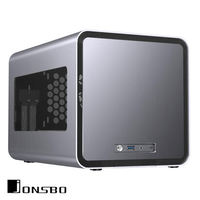 Jonsbo JONSBO V8 Compact Mini Aluminum ITX Case, Support 240 Liquid Cooler/330mm Graphics Card/2x3.5”HDD&1X2.5”SSD/ITX/DTX /SFX-L Power Supply, Pull-out Structure, 1x 20cm Fan/USB3.0, Type-C/ HD Auido, Gray