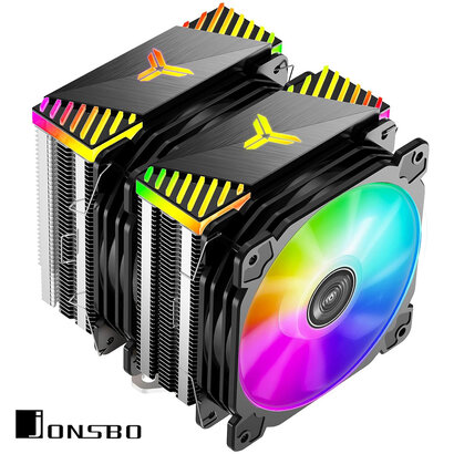 Jonsbo JONSBO CR2000GT Dual Tower CPU Cooler, 120mm ARGB PWM Air Cooler, 230W TDP 6 Heat Pipes, Addressable RGB CPU Fan AMD Ryzen AM3 AM4, Intel LGA 1200 115X Air Cooling Fan for CPU, Black