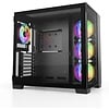 SAMA SAMA A711BK ATX Mid Tower Computer Case Tempered Glass Window with 3X ARGB Uni Fan Kit PWM Fan Type-C USB3.0 Pc Case Black