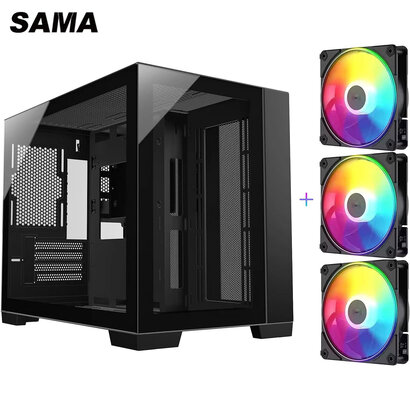 SAMA SAMA M711GM Micro ATX Black Case, Tempered Glass