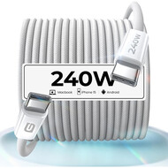 Gigacord Gigacord 2M USB-C Male to Male 240W Fast Charging Charge Cable iPhone 15, White Braid