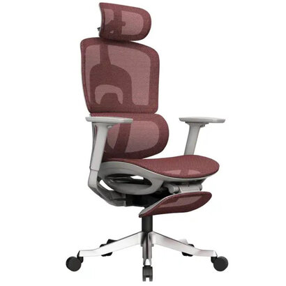 Gigacord Gigacord Maroon Red Full Frame Office Ergonomic Executive Lumbar Support Mesh Chair 3D Armrest Footrest Casters
