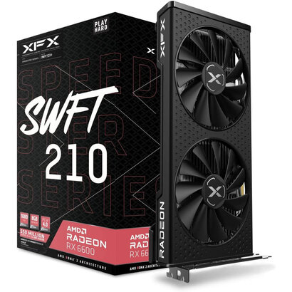 XFX XFX Speedster SWFT 210 Radeon RX 6600 CORE Gaming Graphics Card with 8GB GDDR6 HDMI 3xDP, AMD RDNA 2 RX-66XL8LFDQ