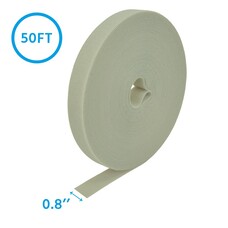 50 Foot (50Ft) Velcro Strap Tape Roll, 20mm (0.8") Width, Gray color