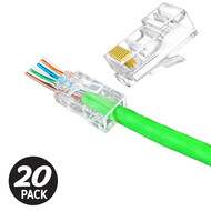 Gigacord 20-Pack RJ45 Cat6 EZ UTP Feed Through Plug Solid / Stranded 3-Prong 50 Micron Gold Plating Easy-Connect