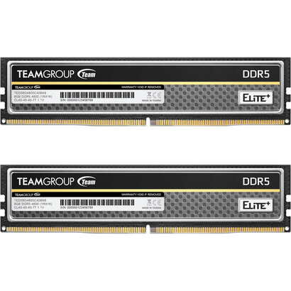 Teamgroup TEAMGROUP Elite Plus DDR5 16GB (2x8GB) 4800MHz PC5-38400 CL40 Unbuffered Non-ECC 1.1V UDIMM 288 Pin Desktop Memory Module Ram (Black) - TPBD516G4800HC40DC01