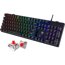 RisoPhy RisoPhy Mechanical Gaming Keyboard, RGB 104 Keys Ultra-Slim LED Backlit USB Wired Keyboard with Red Switch, Durable ABS Keycaps/Anti-Ghosting/Spill-Resistant for PC Mac Xbox Gamer