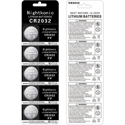 Nightkonic Nightkonic 5-Pack CR2032 3V Button Cell Battery