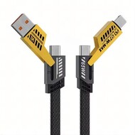 Gigacord Gigacord 5Ft 4in1 4-in-1 USB-C Cable, PD 65W Fast Charging Cable & Data Sync,Flat Braided Charger Cord with Type C/USB A for Laptop iPhone iPad MacBook Samsung