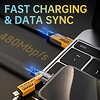 Gigacord Gigacord 5Ft 4in1 4-in-1 USB-C Cable, PD 65W Fast Charging Cable & Data Sync,Flat Braided Charger Cord with Type C/USB A for Laptop iPhone iPad MacBook Samsung