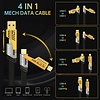 Gigacord Gigacord 5Ft 4in1 4-in-1 USB-C Cable, PD 65W Fast Charging Cable & Data Sync,Flat Braided Charger Cord with Type C/USB A for Laptop iPhone iPad MacBook Samsung