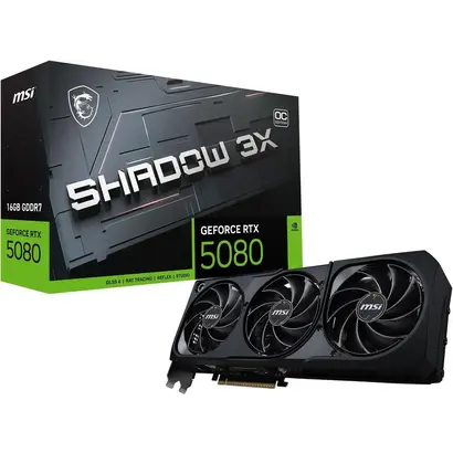 MSI SHADOW GeForce RTX 5080 16GB GDDR7 PCI Express 5.0 Graphics Card, 3X Fans OC Edition