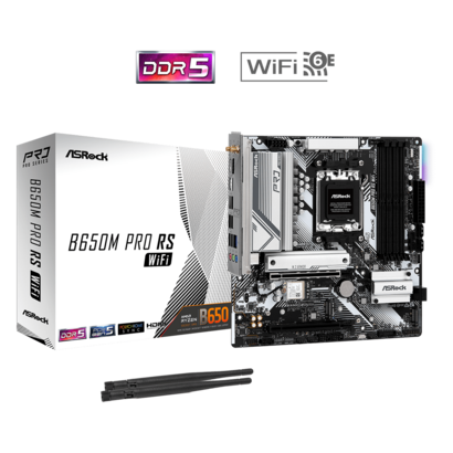 Asrock B650M PRO RS AM5 MATX Motherboard - Wifi 6E - DDR5 - 2.5Gbps Lan