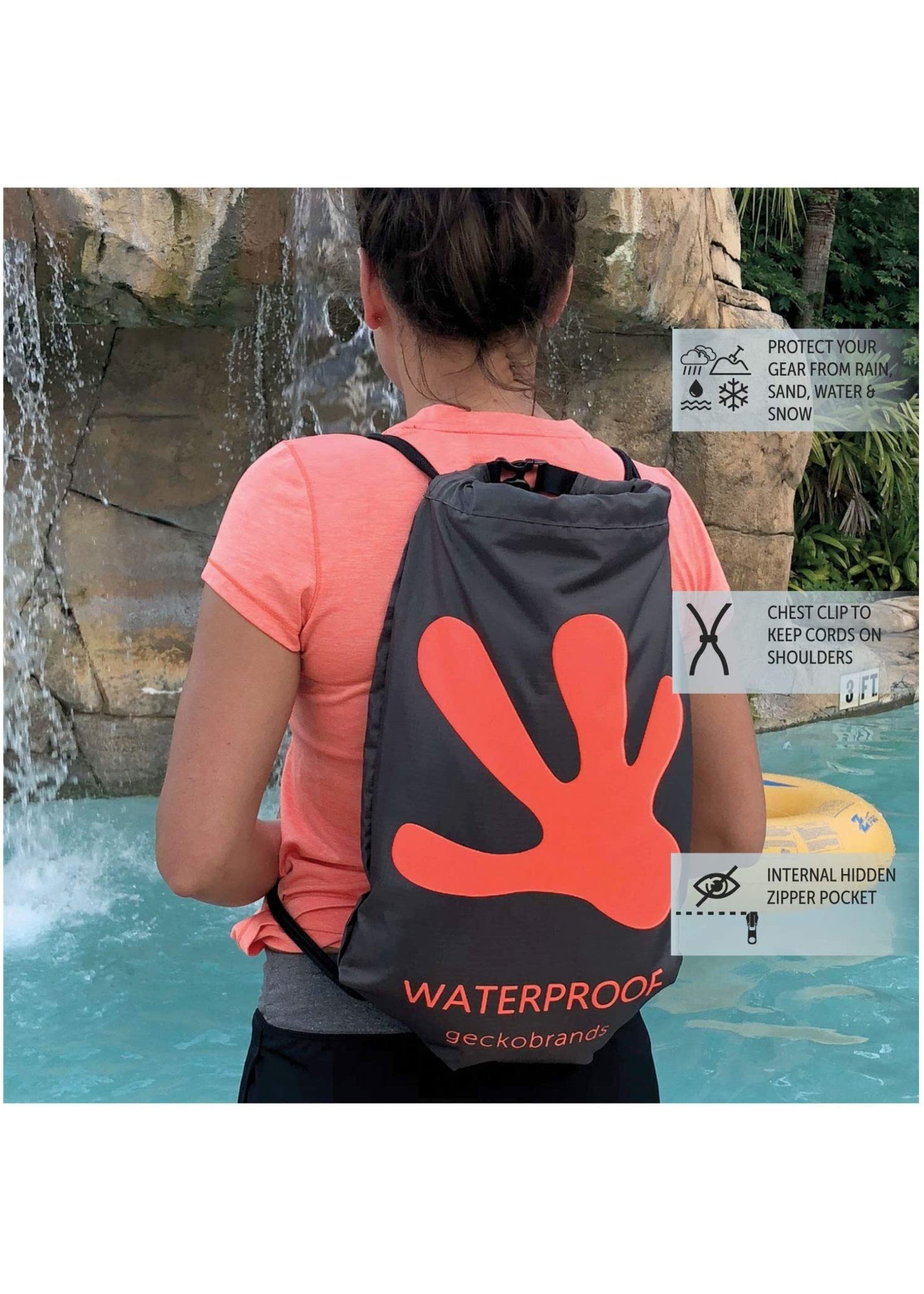 Geckobrands Drawstring WaterProof Backpack