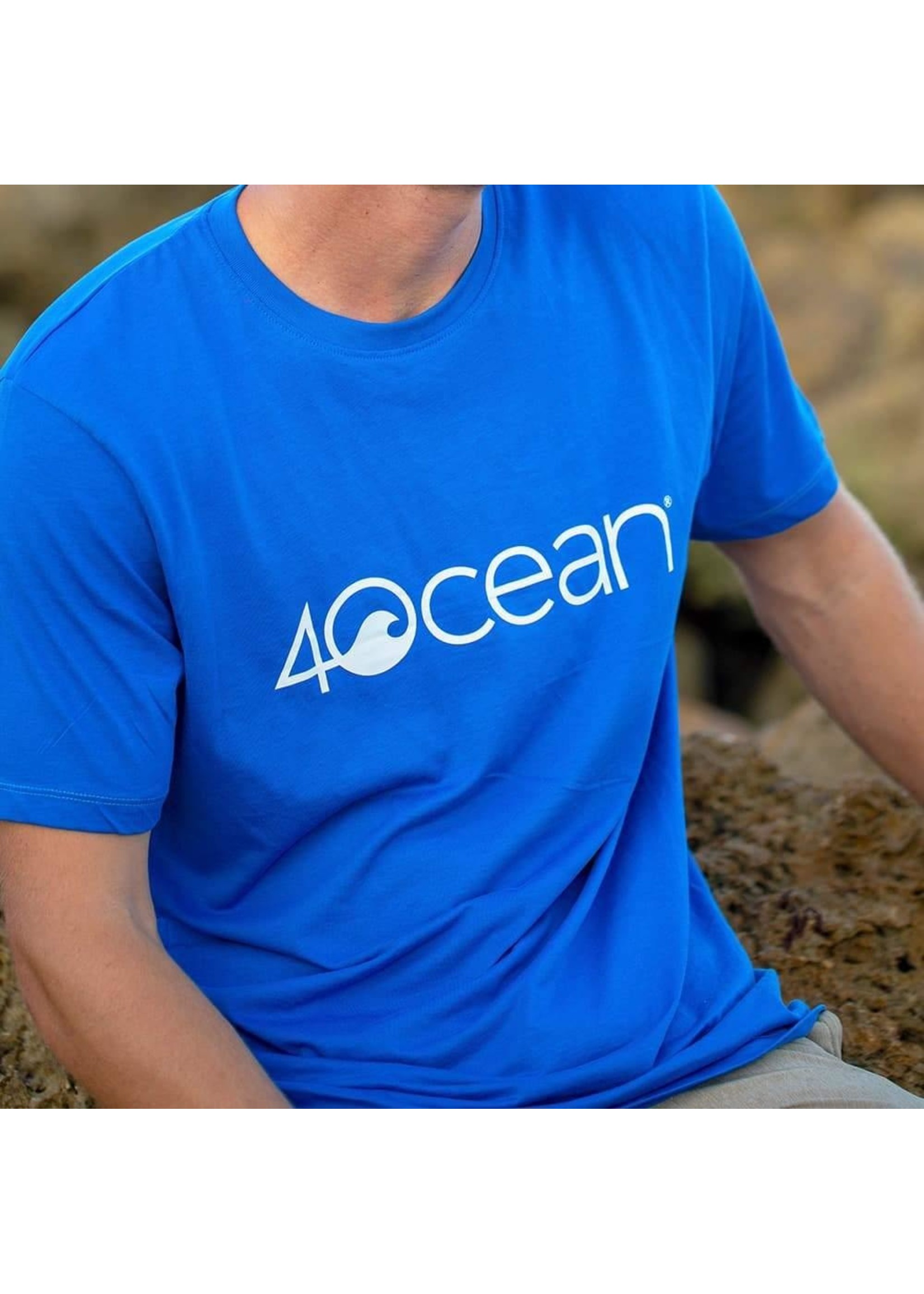 4ocean Logo T - Shirt Unisex Blue Large