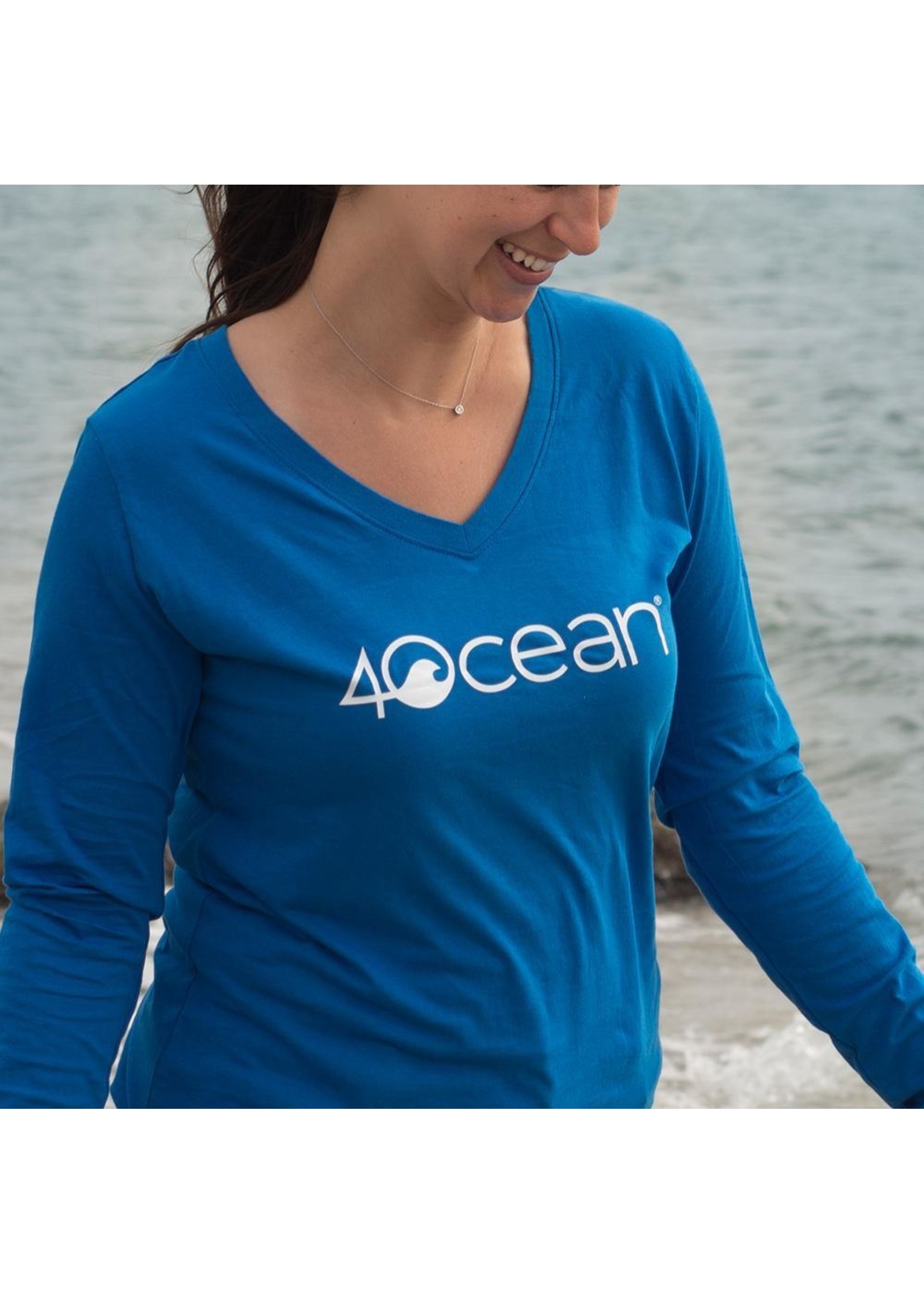 4Ocean Women's 4ocean Logo Long Sleeve V-Neck