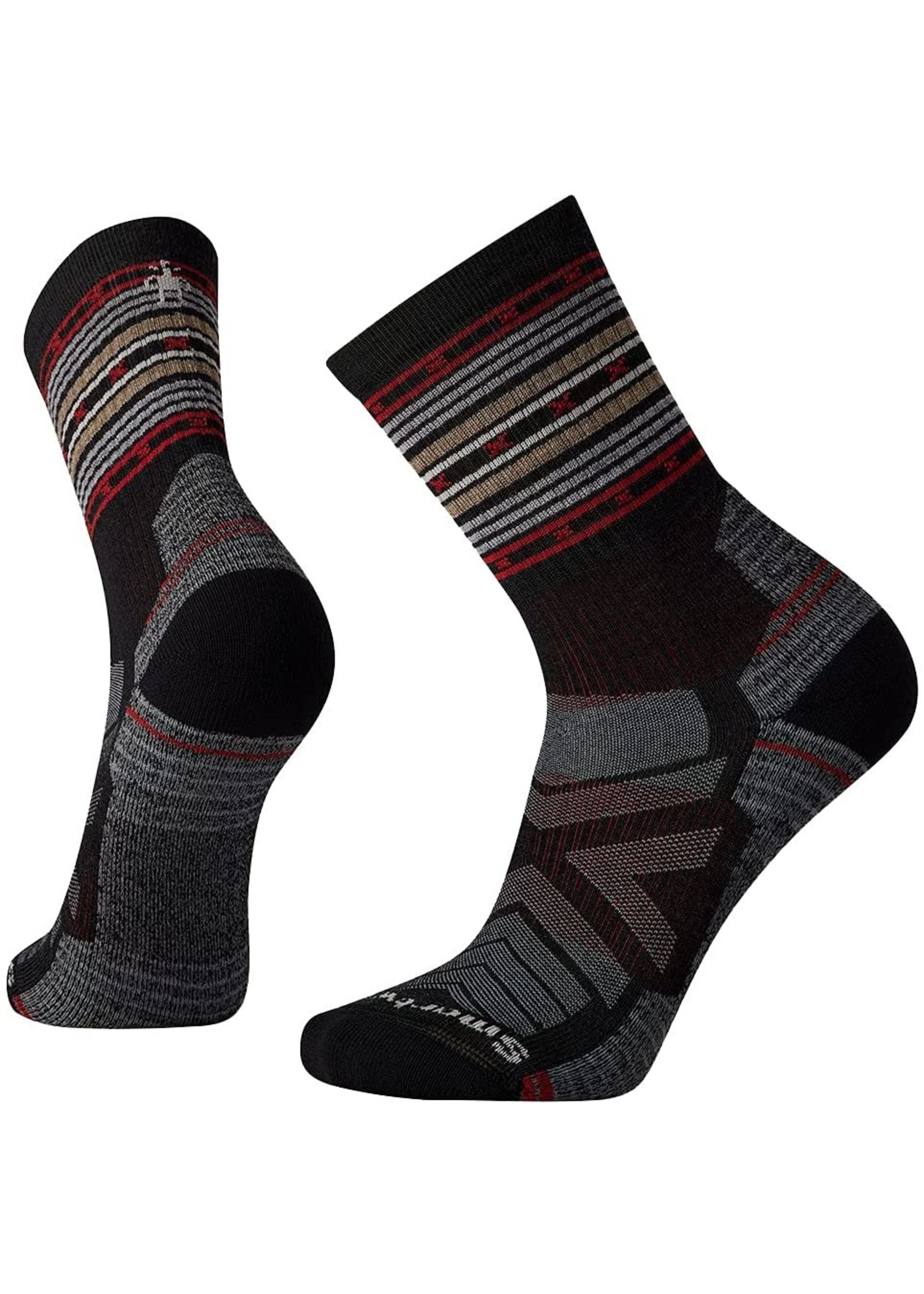 Smartwool Hike Light Cushion Spiked Stripe Crew Charcoal