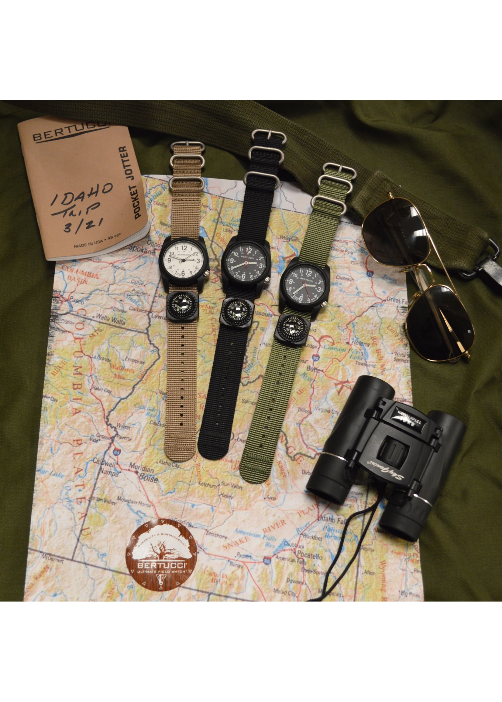 DX3 Compass Black Dial Forrest Band