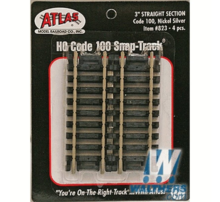 Atlas : HO code 100 3" Straight (4 pcs)