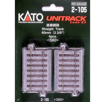 KATO KAT-2105 - Kato : HO Track 60mm Straight 4pcs