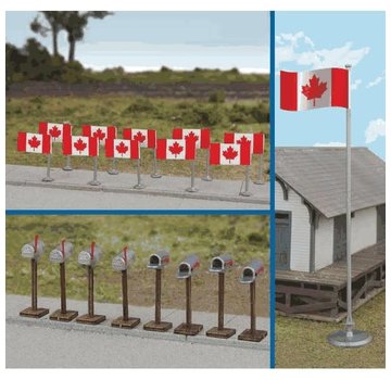 WALTHERS WALT-949-4172 - Walthers : HO Canadian Flags & Mailbox