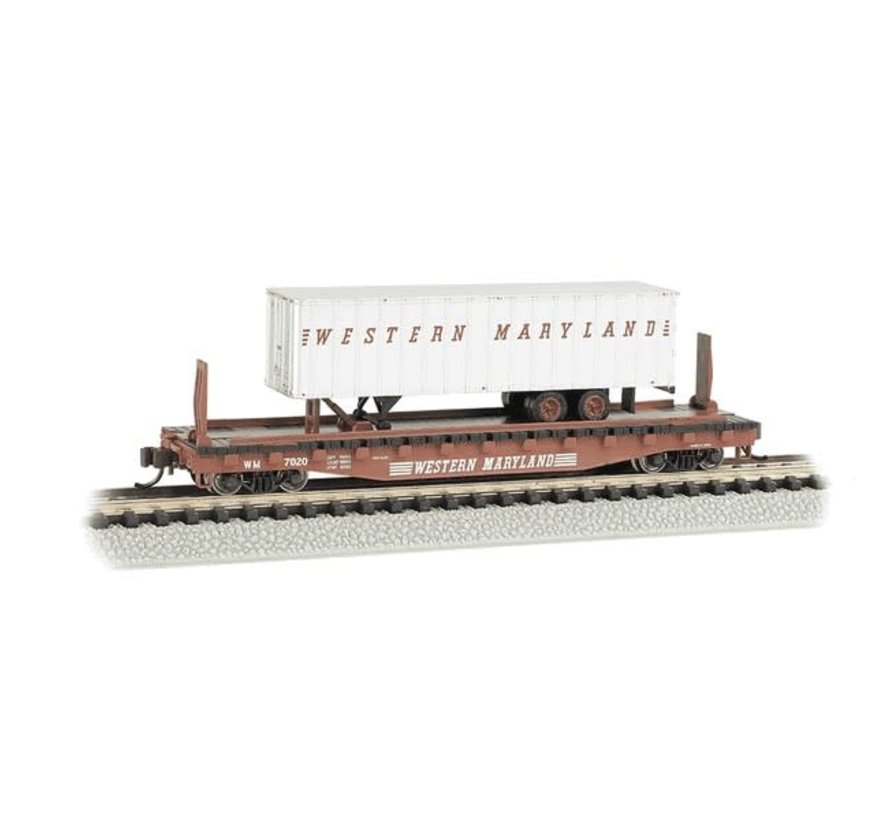 Bachmann : N - Western Maryland 52ft flat car w/35ft Trailer