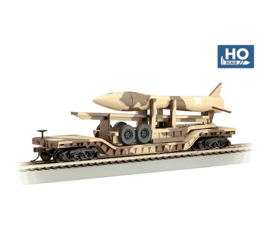 Bachmann : HO 52' Depressed Flat Car - Desert Camouflage Missile