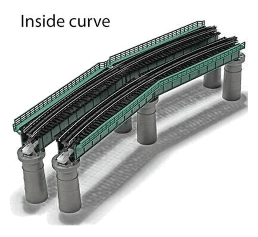 Kato : N Single Curved Bridge Set Green(4-pack)