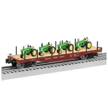 LIONEL Lionel : O Milw Rd 40' Flat car w/John Deere