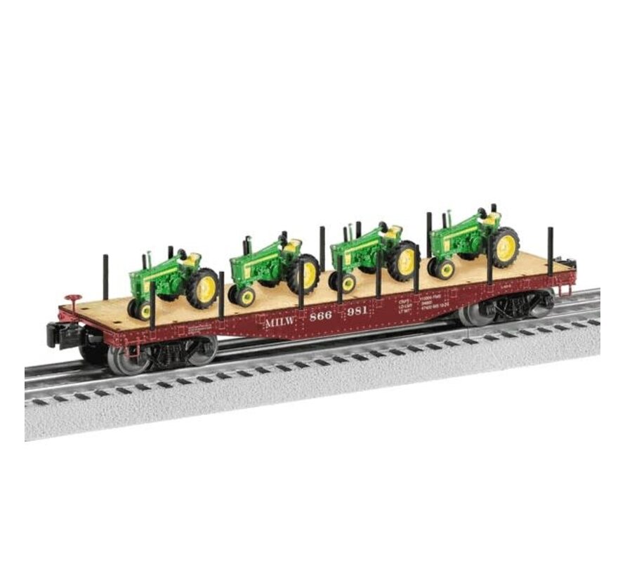 Lionel : O Milw Rd 40' Flat car w/John Deere