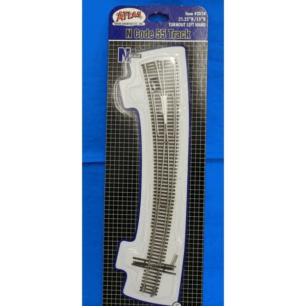 thumbnail image 2 of Atlas N Scale Code 55 Curved Left-Hand Turnout – Model Train Track – New 2 of 5