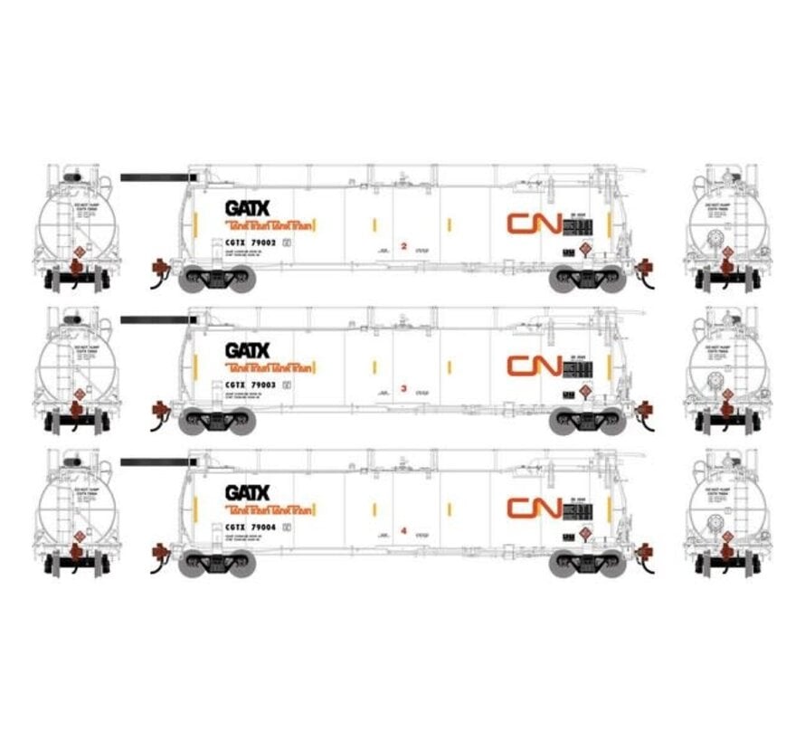 Athearn : HO CN Tank Train Intermediate #79002 (3-car)