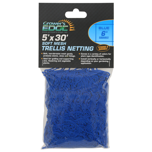 Growers Edge Grower's Edge Soft Mesh Trellis Netting 5 ft x 30 ft w/ 6 in Squares - Blue (12/Cs) Growers Edge Grower's Edge Soft Mesh Trellis Netting 5 ft x 30 ft w/ 6 in Squares - Blue (12/Cs)