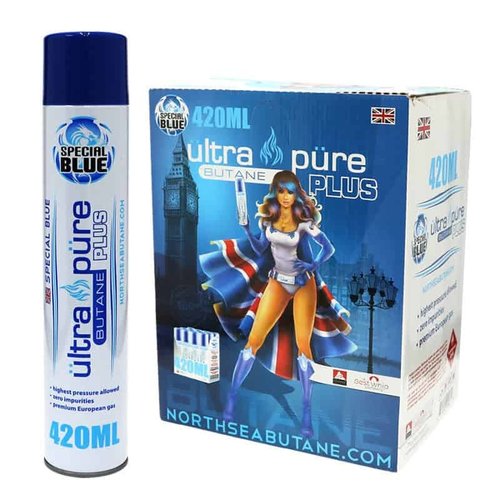 GOURMET INNOVATIONS Special Blue Butane - Ultra Pure Plus 420ml Black Cans w/metal tips (12 Per Case) GOURMET INNOVATIONS Special Blue Butane - Ultra Pure Plus 420ml Black Cans w/metal tips (12 Per Case)