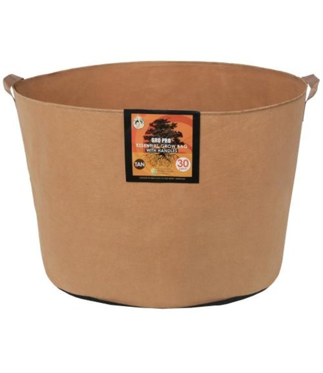 Gro Pro Essential Round Fabric Pot w/ Handles 30 Gallon - Tan (30/Cs)