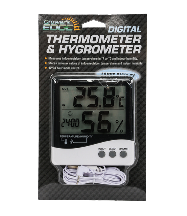 Growers Edge Grower's Edge Large Display Thermometer / Hygrometer (20/Cs)