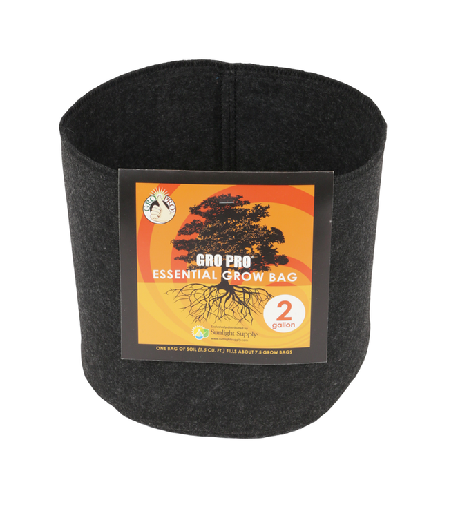 Gro Pro Essential Round Fabric Pot - Black 2 Gallon (120/Cs)