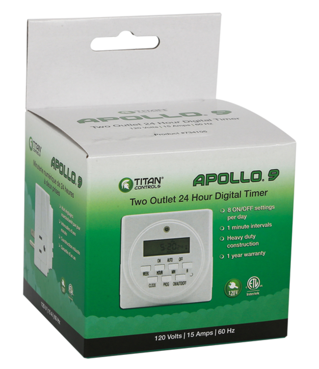 Titan Controls Apollo 9 - Two Outlet Digital Timer (10/Cs)
