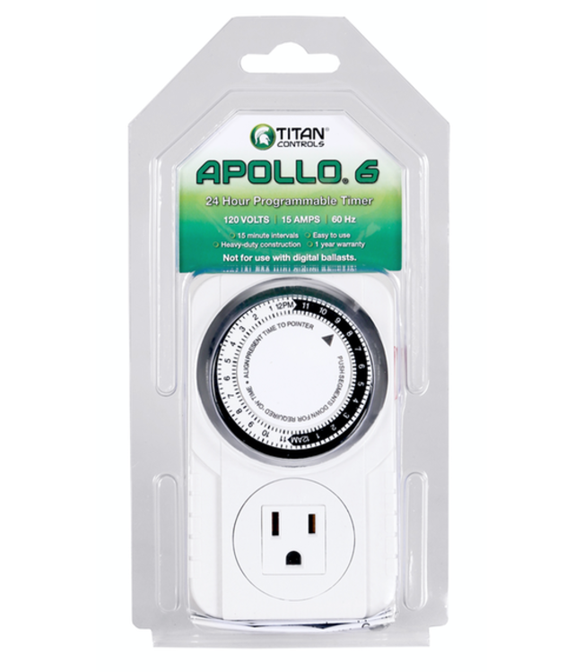 Titan Controls Apollo 6 - One Outlet Mechanical Timer (10/Cs)