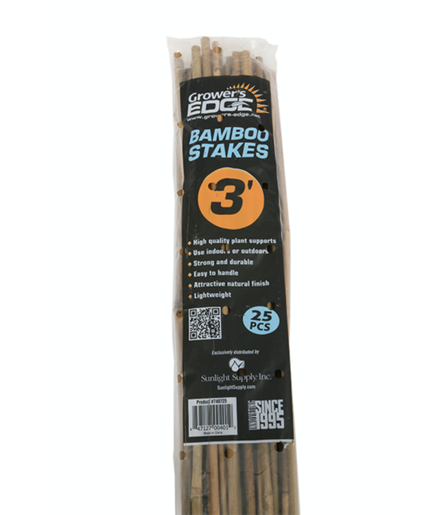 Growers Edge Grower's Edge Natural Bamboo 3 ft - 25/Bag (20 Bags/Bundle)