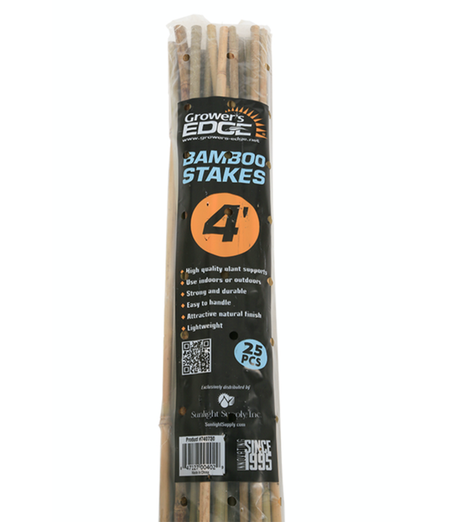 Growers Edge Grower's Edge Natural Bamboo 4 ft - 25/Bag (20 Bags/Bundle)