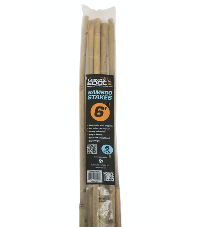 Growers Edge Grower's Edge Natural Bamboo 6 ft - 6/Bag (40 Bags/Bundle)
