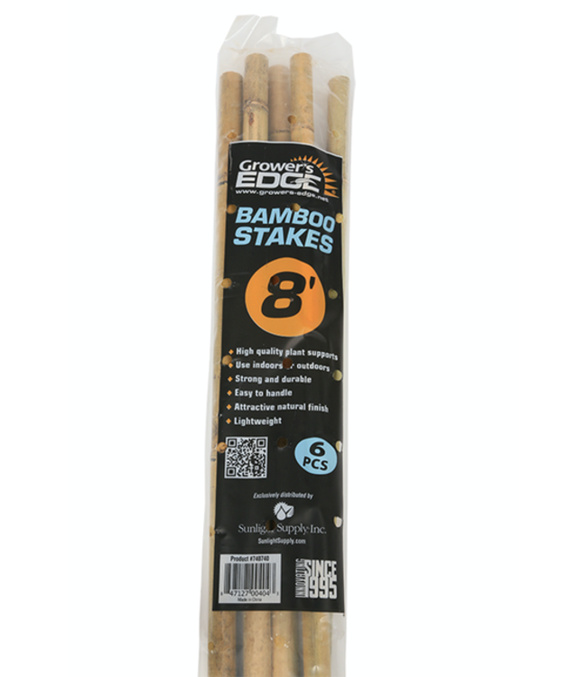 Growers Edge Grower's Edge Natural Bamboo 8 ft - 6/Bag (20 Bags/Bundle)