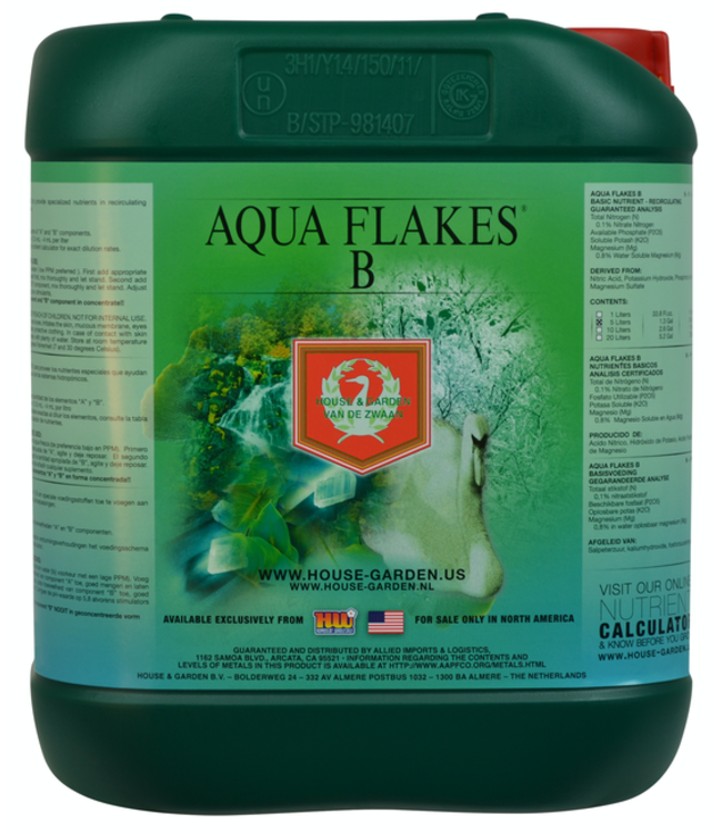 House & Garden House and Garden Aqua Flakes B 5 Liter (4/Cs)