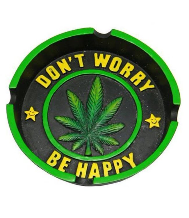 4.25" Don't Worry Be Happy Leaf Round Ashtray