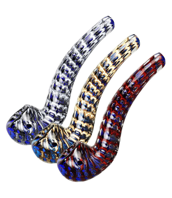 Striated Two Tone Bubbly Glass Long Pipe - 6" / Colors Vary