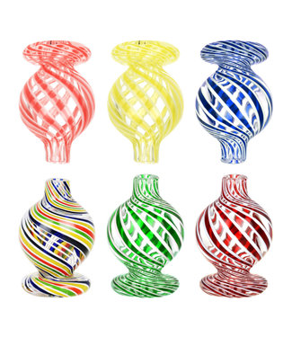 Candy Swirl Worked Glass Bubble Carb Cap- 25mm / Colors Vary